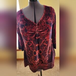 Energe World  Wear  Red  Woman Velvet Blouse SZ PXL